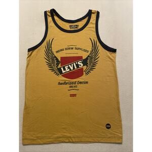 Levi's Tank Top Men's Size Small Yellow Eagle Wings Print Beater Vintage Y2K